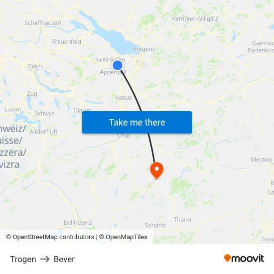 Trogen to Bever map