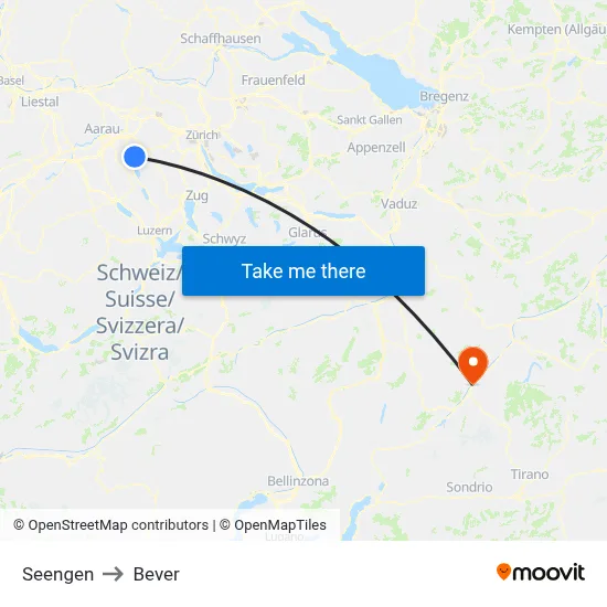 Seengen to Bever map