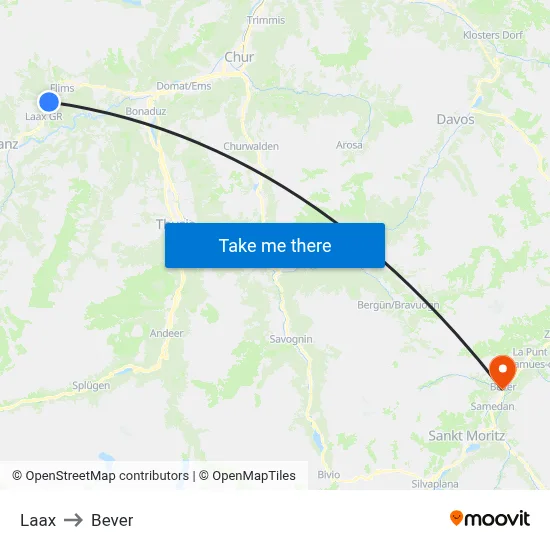Laax to Bever map