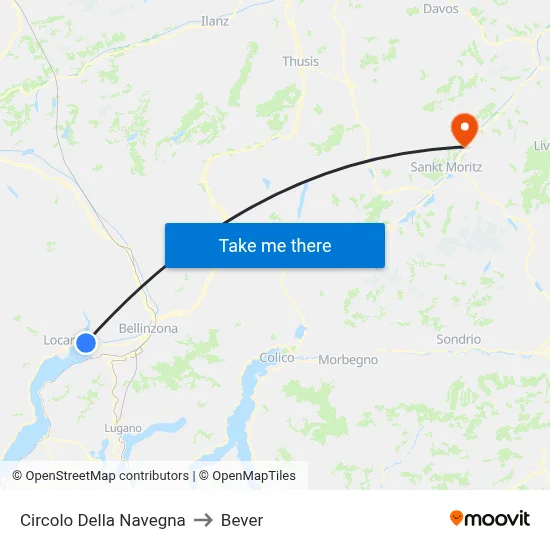 Circolo Della Navegna to Bever map