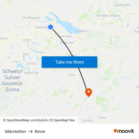 Märstetten to Bever map