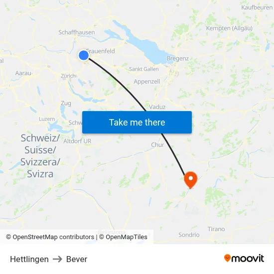 Hettlingen to Bever map