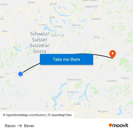 Raron to Bever map