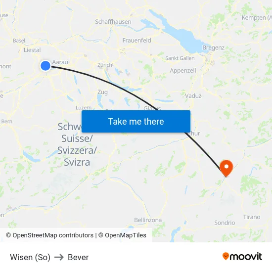 Wisen (So) to Bever map