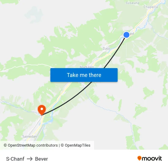 S-Chanf to Bever map