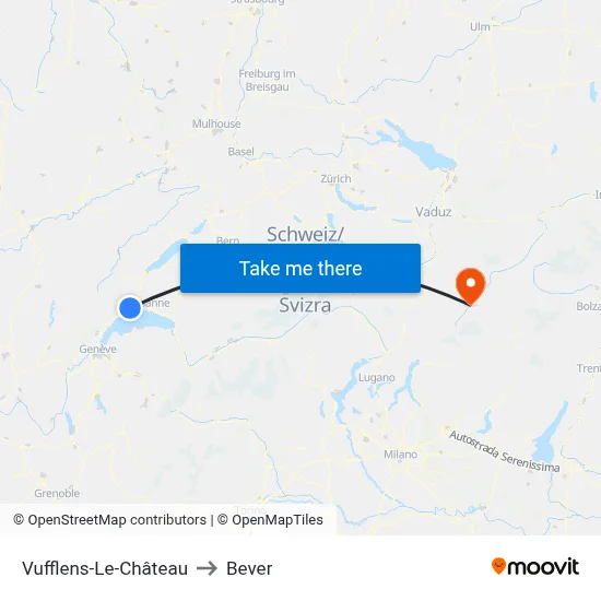 Vufflens-Le-Château to Bever map