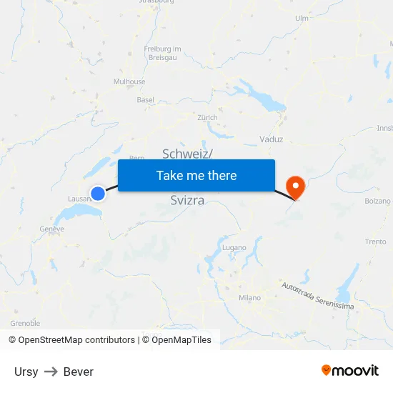 Ursy to Bever map