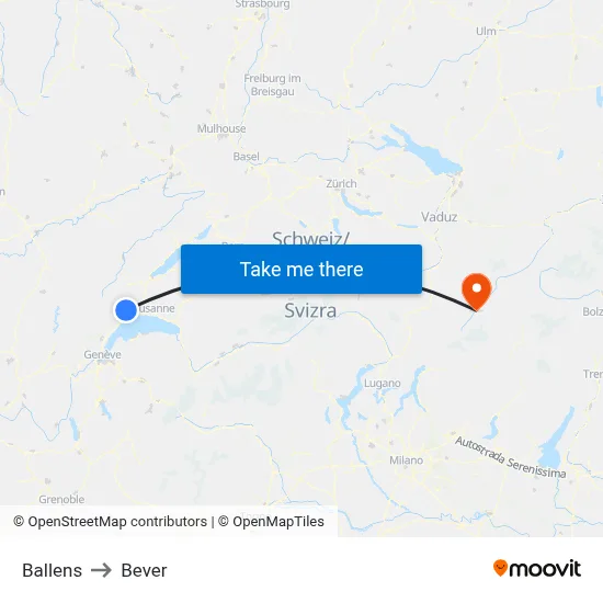 Ballens to Bever map