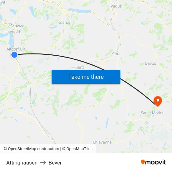 Attinghausen to Bever map