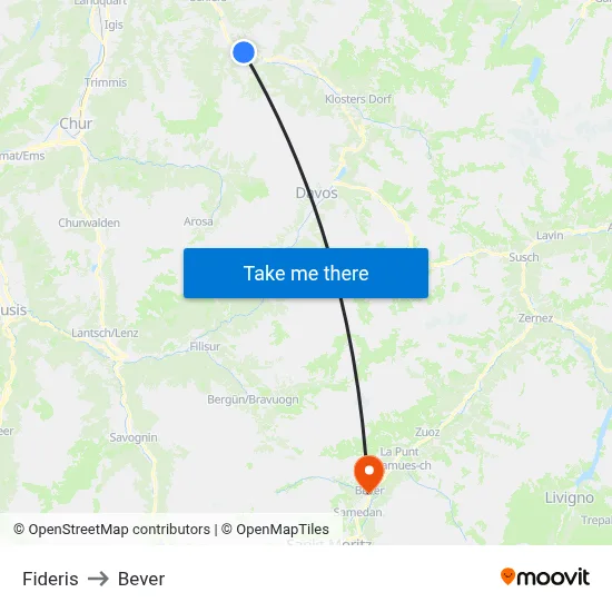 Fideris to Bever map