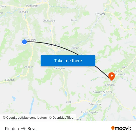 Flerden to Bever map