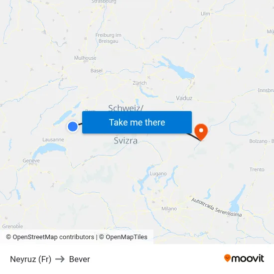 Neyruz (Fr) to Bever map
