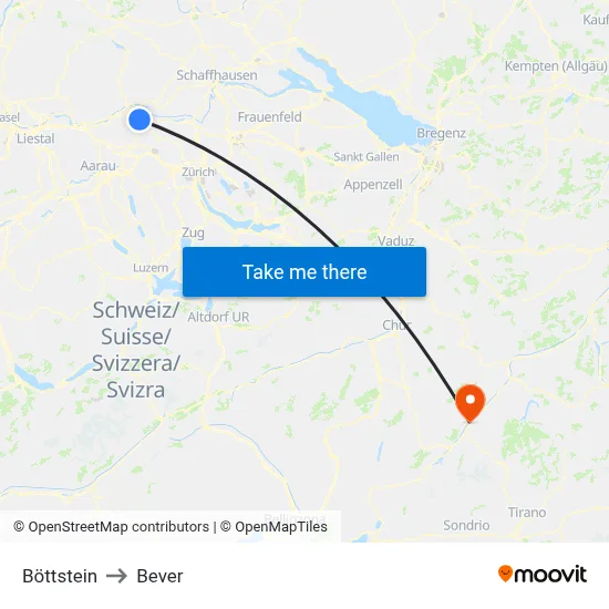 Böttstein to Bever map