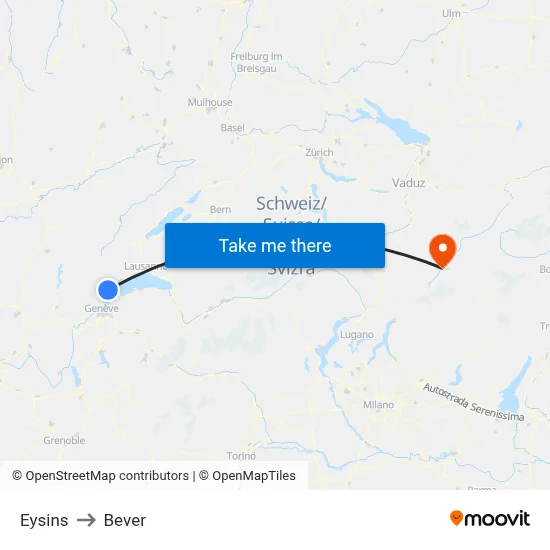 Eysins to Bever map