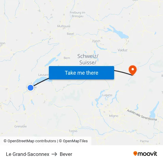 Le Grand-Saconnex to Bever map