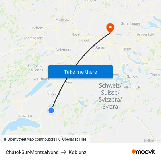 Châtel-Sur-Montsalvens to Koblenz map