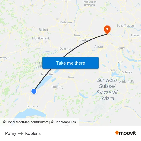 Pomy to Koblenz map