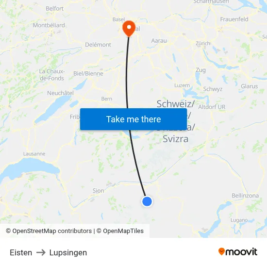 Eisten to Lupsingen map