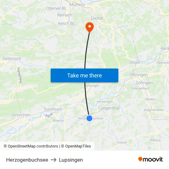 Herzogenbuchsee to Lupsingen map