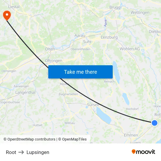 Root to Lupsingen map