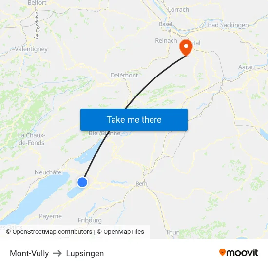 Mont-Vully to Lupsingen map