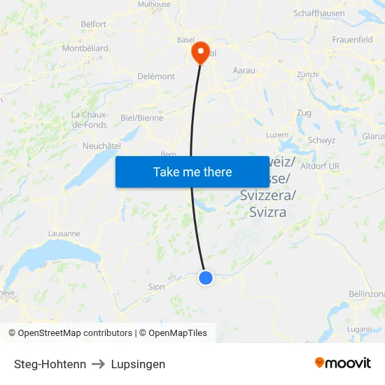 Steg-Hohtenn to Lupsingen map