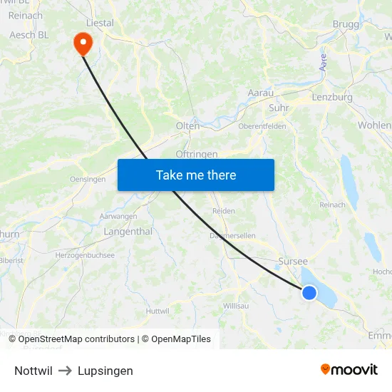 Nottwil to Lupsingen map