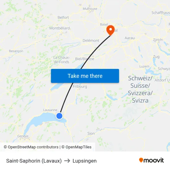 Saint-Saphorin (Lavaux) to Lupsingen map