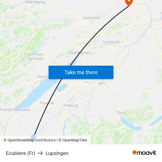 Ecublens (Fr) to Lupsingen map