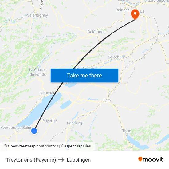 Treytorrens (Payerne) to Lupsingen map