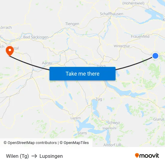 Wilen (Tg) to Lupsingen map