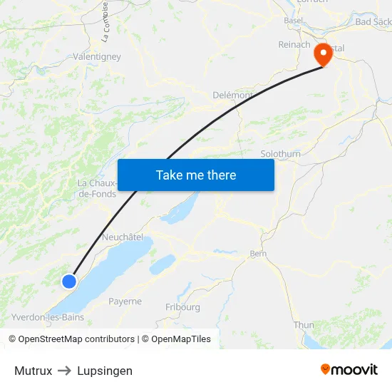 Mutrux to Lupsingen map