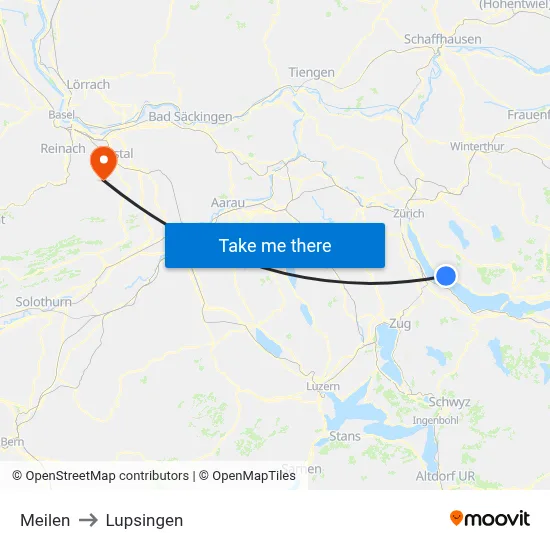 Meilen to Lupsingen map