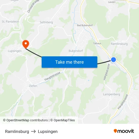 Ramlinsburg to Lupsingen map