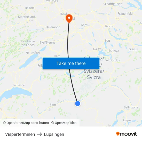 Visperterminen to Lupsingen map