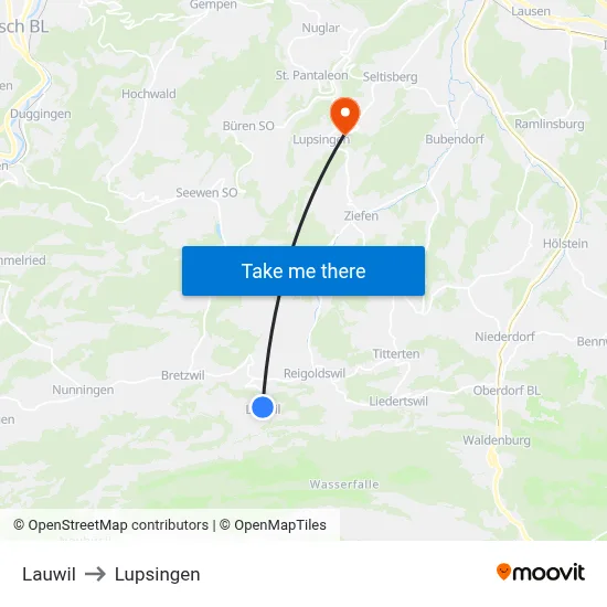 Lauwil to Lupsingen map