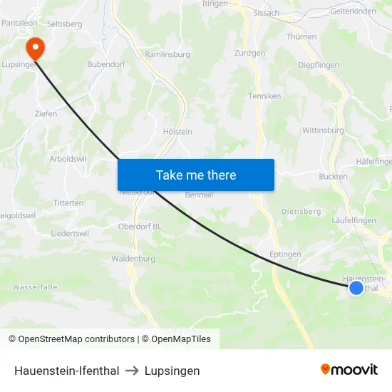 Hauenstein-Ifenthal to Lupsingen map