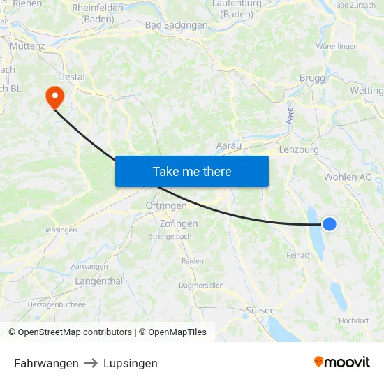 Fahrwangen to Lupsingen map
