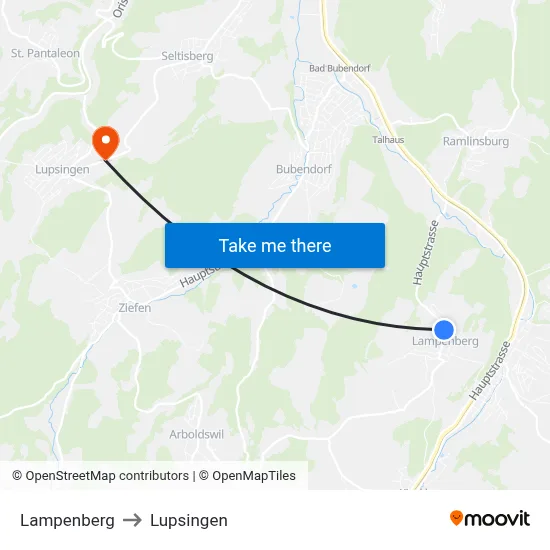 Lampenberg to Lupsingen map
