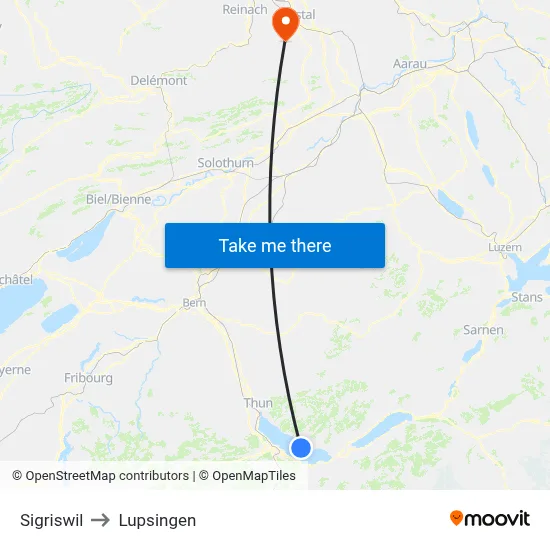 Sigriswil to Lupsingen map