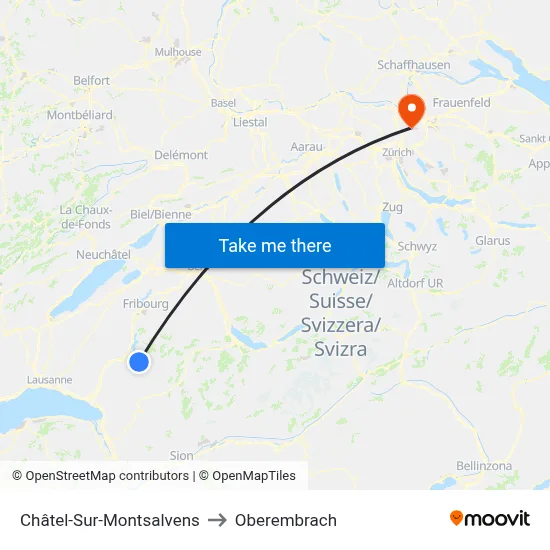 Châtel-Sur-Montsalvens to Oberembrach map