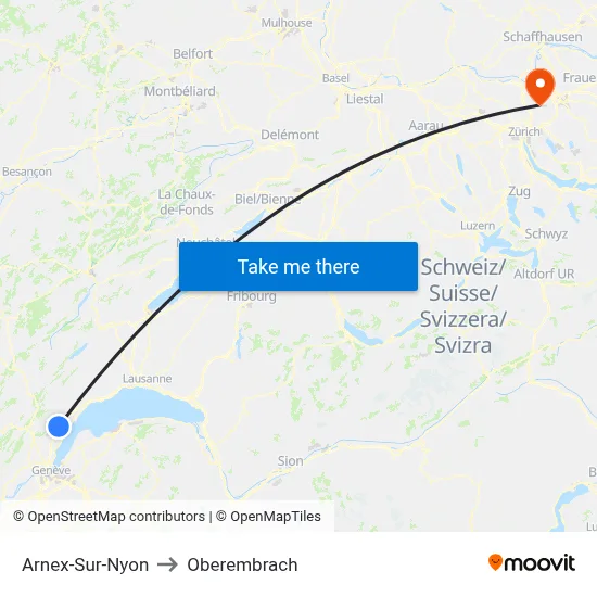 Arnex-Sur-Nyon to Oberembrach map