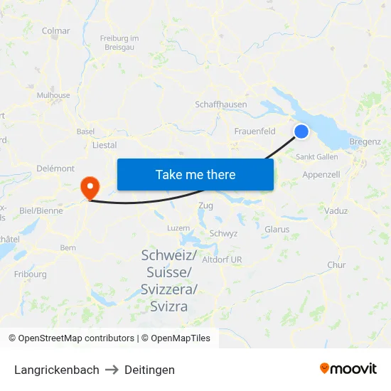 Langrickenbach to Deitingen map