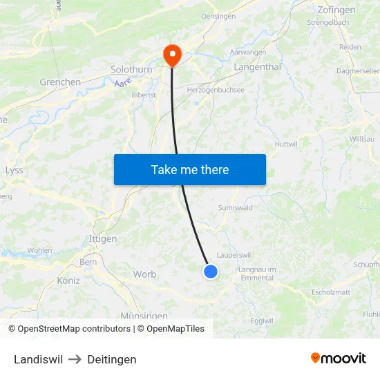Landiswil to Deitingen map