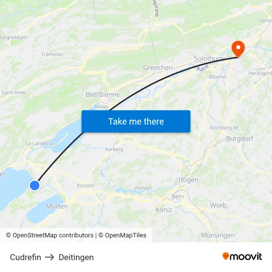 Cudrefin to Deitingen map