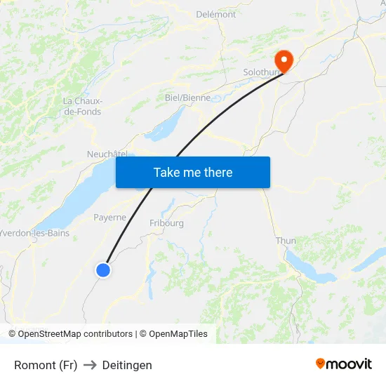 Romont (Fr) to Deitingen map