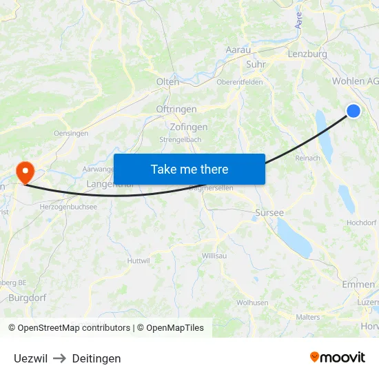 Uezwil to Deitingen map