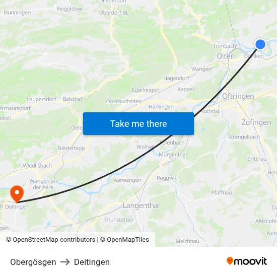 Obergösgen to Deitingen map