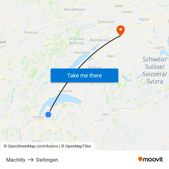 Machilly to Deitingen map