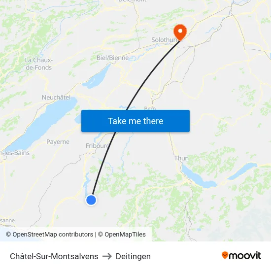 Châtel-Sur-Montsalvens to Deitingen map